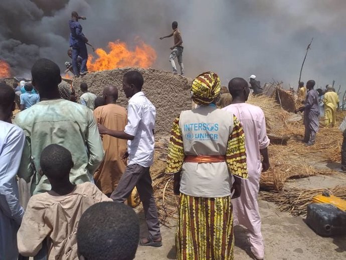 Incendio en un campo de desplazados internos en Borno, Nigeria