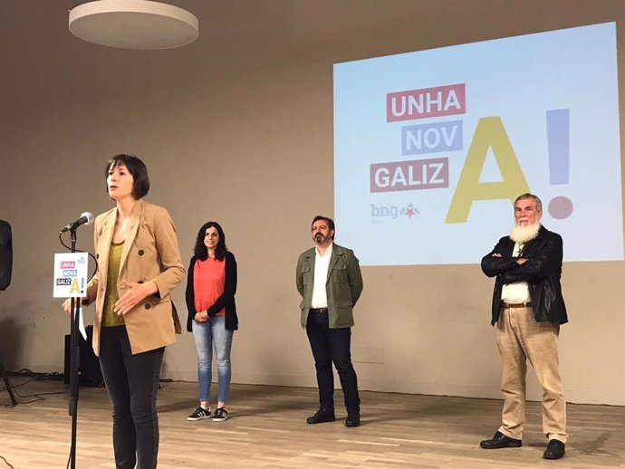 Ana Pontón, portavoz nacional del BNG y candidata a la Presidencia de la Xunta, en un acto en Santiago de Compostela