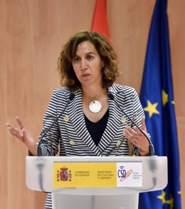 La presidenta del Consejo Superior de Deportes (CSD), Irene Lozano, en la sede de dicho organismo en Madrid
