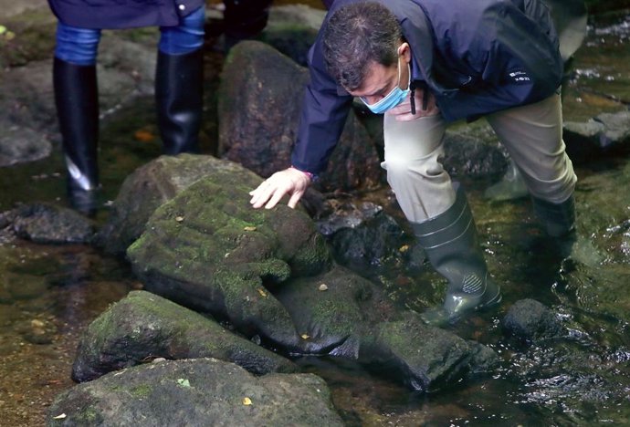 Un pescador encuentra una talla de piedra de una Virgen gótica en el río Sar a s