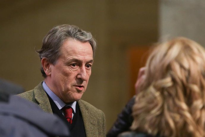 el eurodiputado de Vox Hermann Tertsch, en el acto donde el presidente de la Asamblea Nacional Venezolana, Juan Guaidó, ha recibido la Medalla Internacional de la Comunidad de Madrid, en Madrid a 25 de enero de 2020