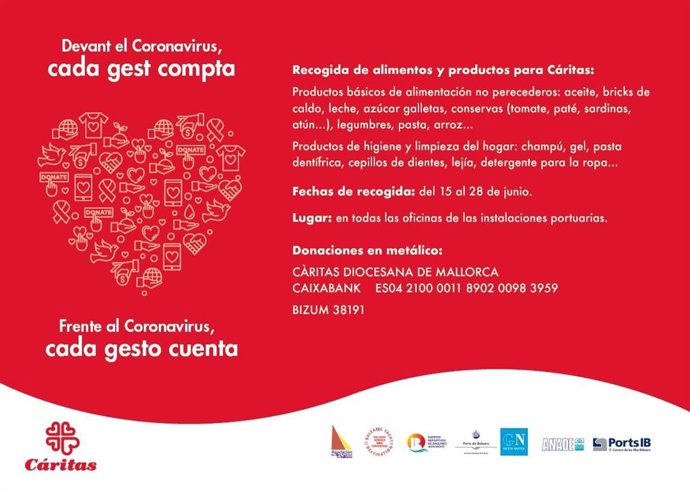 Ports IB promueve donaciones para Cáritas.