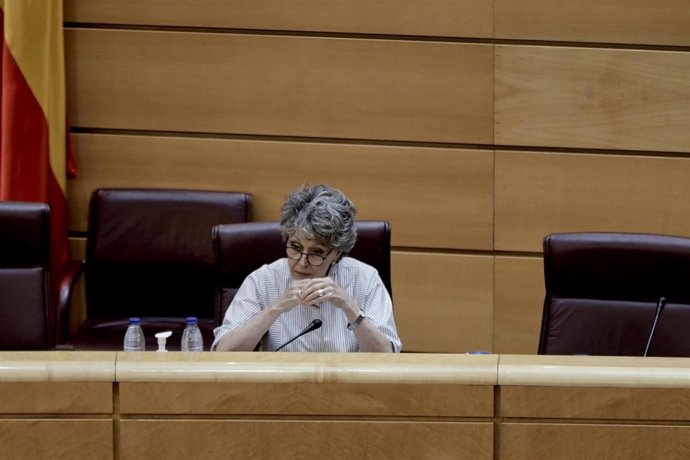 La Administradora provisional única para la Corporación RTVE, Rosa María Mateo, comparece en el Senado en Comisión Mixta de Control Parlamentario de la Corporación RTVE y sus Sociedades. En Madrid (España), a 28 de mayo de 2020.