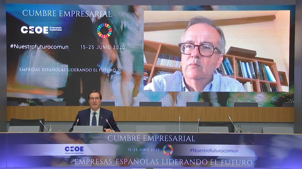Simón Pedro Barceló durante su intervención en la cumbre organizada por la patronal CEOE.