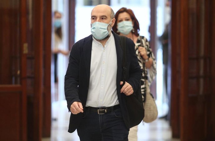 El diputado del BNG en el Congreso, Néstor Rego, a su llegada a la una sesión plenaria celebrada en el Congreso