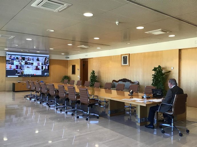 Una imagen de la Junta de Gobierno de la Diputación de Sevilla durante el estado de alarma