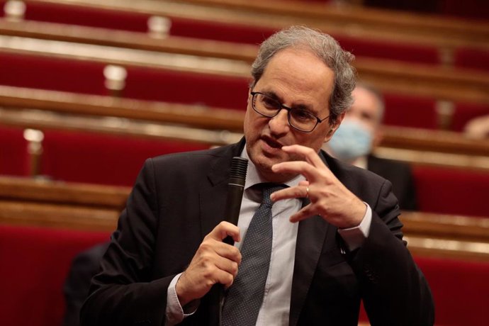 El presidente del Govern, Quim Torra, en el pleno del Parlament del 3 de junio.