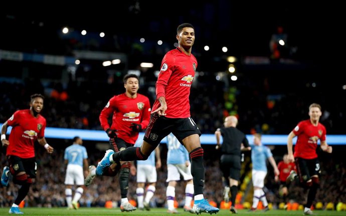 Marcus Rashford celebra un gol con el Manchester United.