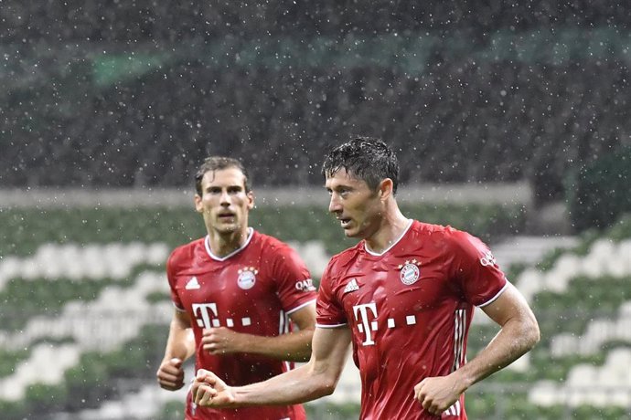 Robert Lewandowski celebra su gol con el Bayern Múnich
