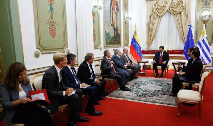 Imagen de archivo de una reunión de Nicolás Maduro con el Grupo Internacional de Contacto