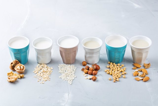 Diferentes bebidas vegetales.