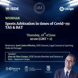 El abogado Juan de Dios Crespo hablará sobre arbitraje deportivo en tiempos de la COVID-19 dentro del programa del ISDE Sports Covention