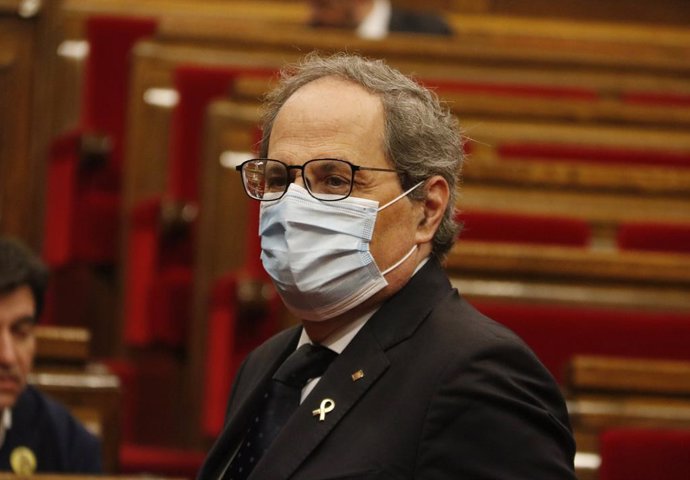 El president de la Generalitat, Quim Torra, en el ple del Parlament, el 17 de juny del 2020.