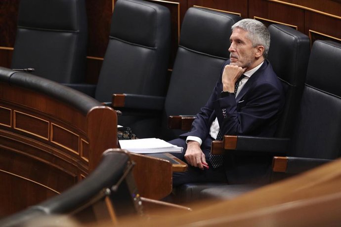 El ministro del Interior, Fernando Grande-Marlaska, durante una sesión plenaria celebrada en el Congreso de los Diputados 