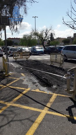 Lugar donde se produjo el incendio en el centro comercial de Palma