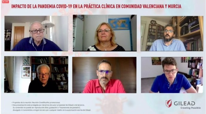 Participantes en la jornada "Impacto de la pandemia COVID-19 en la práctica clínica en Comunidad Valenciana y Murcia" organizada por Gilead.