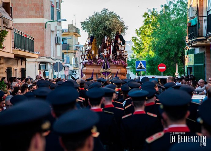 La Agrupación Musical de La Redención, tras el paso de misterio de la hermandad de Bellavista