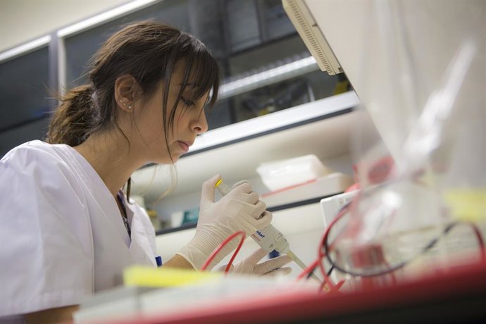 Investigadora en uno de los laboratorios de la UPNA
