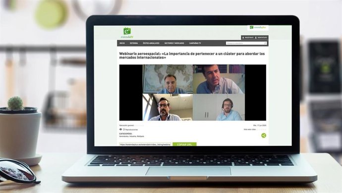 Imagen del webinario celebrado por Extenda sobre la contribución de los clústers en el mercado aeronáutico internacional. 