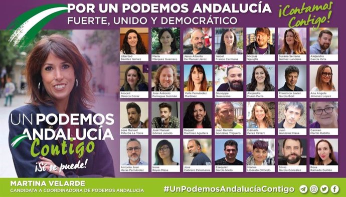 Integrantes de la candidatura 'Un Podemos Andalucía contigo', liderada por la diputada Martina Velarde.