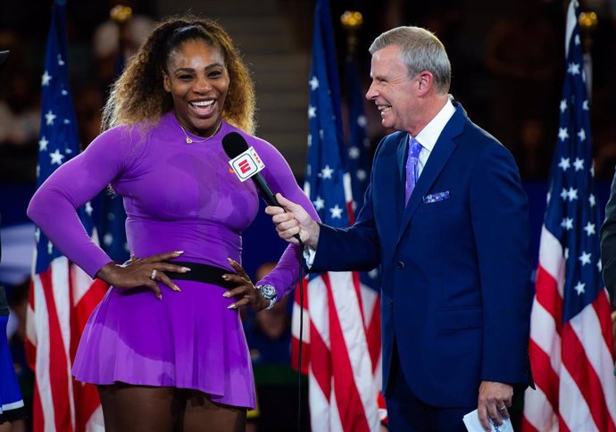 La tenista estadounidense Serena Williams, entrevistada tras perder en la final de 2019 del US Open