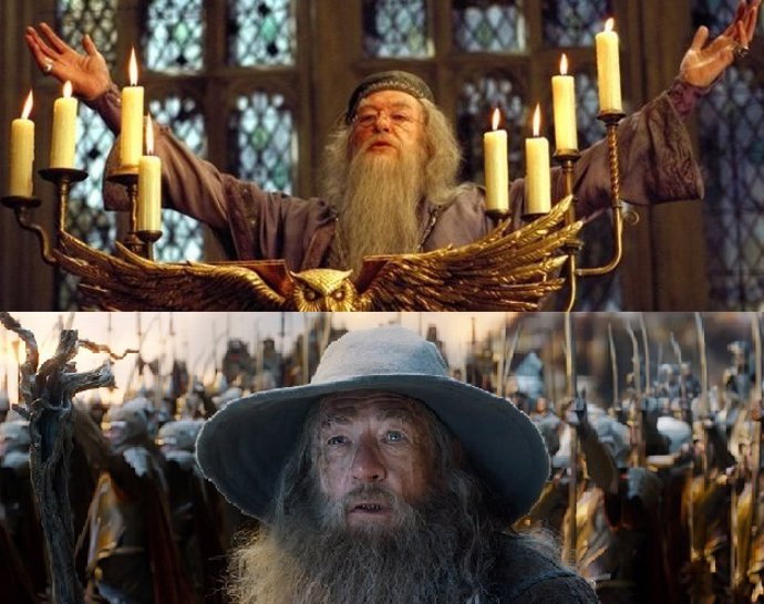 Gandalf de El señor de los anillos y Dumbledore de Harry Potter
