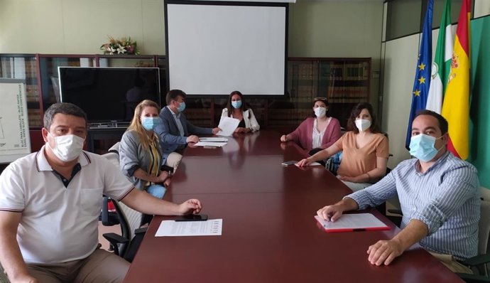 Alcaldes de la Sierra Norte de Huelva y Sevilla se reúnen con la delegada de Educación.