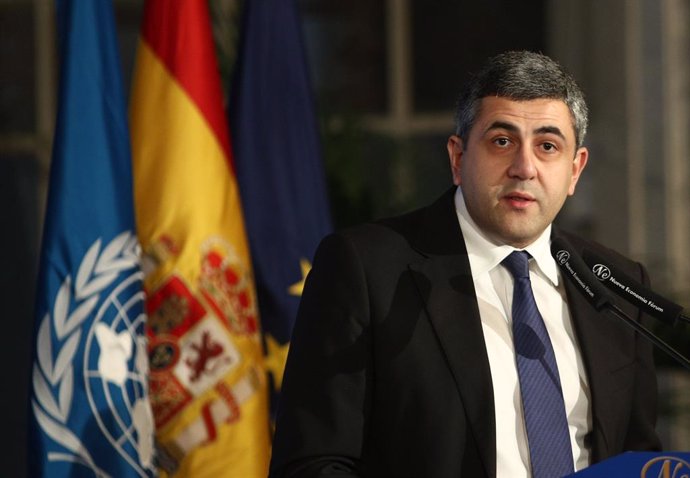 El nuevo secretario general de la Organización Mundial del Turismo (OMT), Zurab Pololikashvili, interviene en el Foro España Internacional