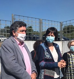 Ana Pontón, portavoz nacional del BNG, en declaraciones a los medios, tras visitar Fagal, en Santiago de Compostela.