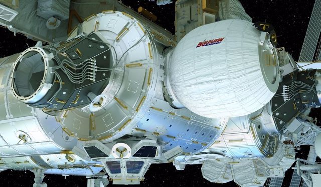 Vista del módulo hinchable BEAM, acoplado en la Estación Espacial