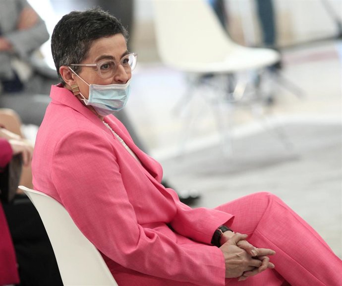 La ministra de Asuntos Exteriores, Unión Europea y Cooperación, Arancha González Laya, durante la presentación del Plan de Impulso al Sector Turístico, presentado por el presidente del Gobierno, Pedro Sánchez