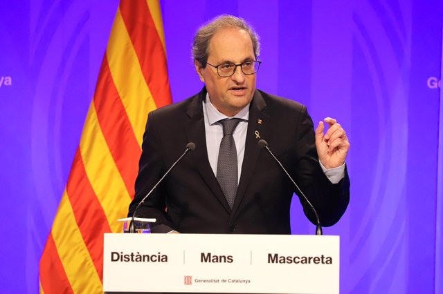 El presidente de la Generalitat, Quim Torra, en rueda de prensa.