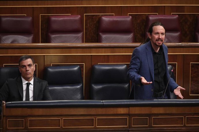 El vicepresidente segundo del Gobierno, Pablo Iglesias, durante una intervención en un pleno del Congreso