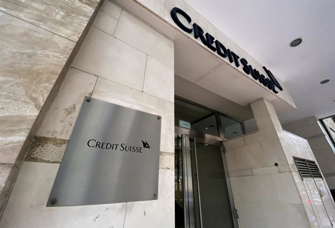 Entrada de la sede de Credit Suisse en Madrid (España), a 29 de enero de 2020.