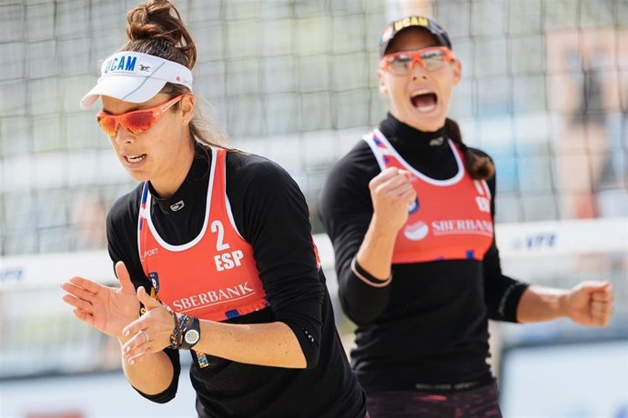 Liliana Fernández Steiner y Elsa Baquerizo en el Europeo de voley playa de Moscú de 2019