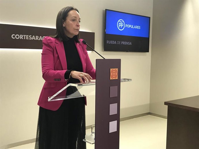 La diputada del PP, Carmen Susin, en su comparecencia ante los medios de comunicación