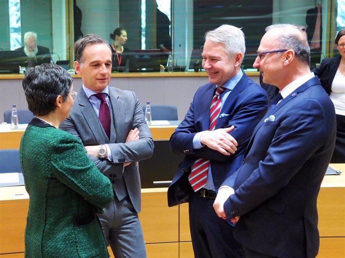  (L-R) Spanish Minister of Foreign Affairs Arancha Gonzalez Laya, German Minister for Foreign Affairs Heiko Maas, Finnish Minister for Foreign Affairs Pekka Haavisto, and Croatian Minister of Foreign and European Affairs Gordan Grlic Radman