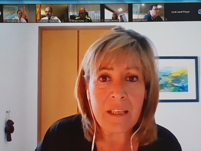 La alcaldesa de L'Hospitalet de Llobregat, Núria Marín, durante la Junta Local de Seguridad del municipio el 19 de junio de 2020.