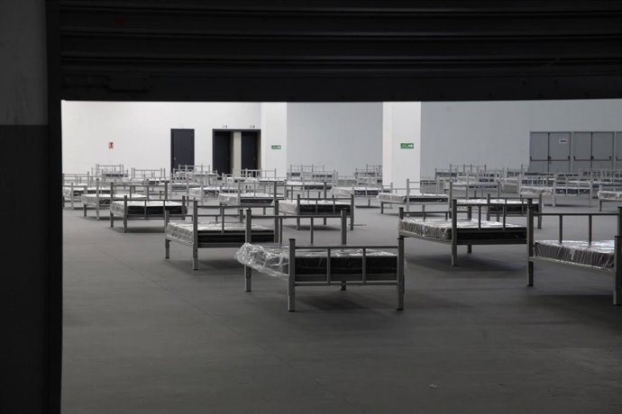 Imagen de un hospital construido para albergar a posibles pacientes de coronavirus. 