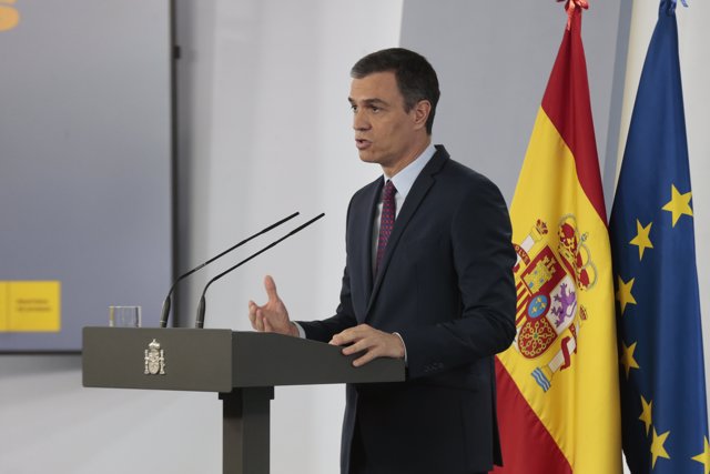 El presidente del Gobierno, Pedro Sánchez, durante la comparecencia para despedir el estado de alarma, en Madrid, (España), a 20 de junio de 2020. 