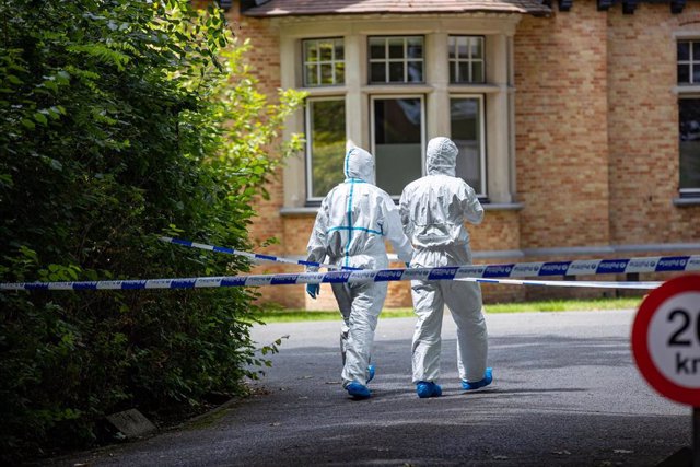 20 June 2020, Belgium, Bruges: Forensics investigate at the scene where the Mayor of Bruges De Fauw was stabbed outside his office. His condition is said to be stable while the suspect was arrested. Photo: Kurt Desplenter/BELGA/dpa