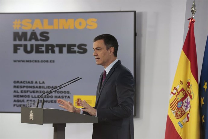 El presidente del Gobierno, Pedro Sánchez, durante la comparecencia