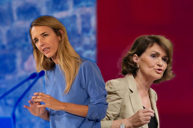 Montaje de de la portavoz del PP en el Congreso de los Diputados, Cayetana Álvarez de Toledo, y de la vicepresidenta primera y ministra de la Presidencia, Relaciones con las Cortes y Memoria Democrática, Carmen Calvo