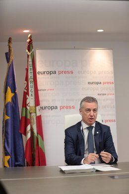 El lehendaki del Gobierno Vasco, Iñigo Urkullu, durante uno de los encuentros digitales de Europa Press, en Vitoria-Gasteiz, Álava, País Vasco (España), a 22 de junio de 2020.