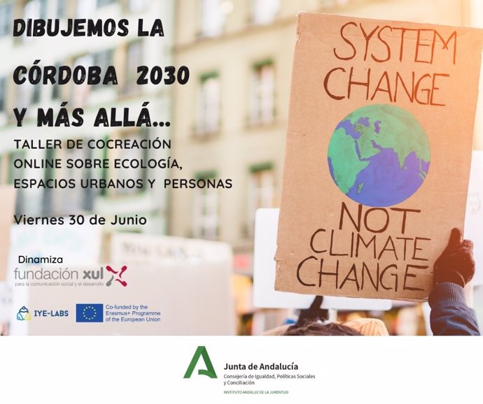 Cartel sobre el taller de ecología, espacios urbanos y personas para una Córdoba sostenible