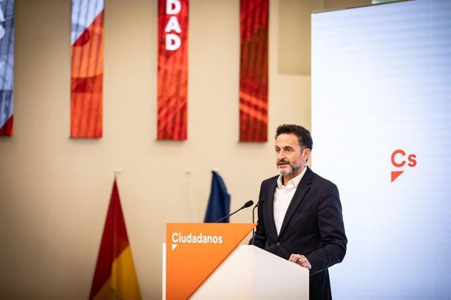 El portavoz adjunto de Ciudadanos en el Congreso de los Diputados, Edmundo Bal, en rueda de prensa en la sede del partido.