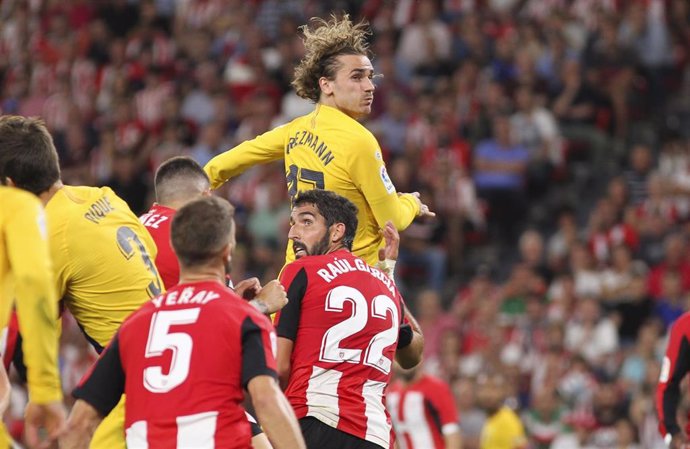 Griezmann of Barcelona in action during La Liga Spanish championship, , football match between Athletic de Bilbao and Barcelona, August 16th, in Nuevo San Mames Stadium, Bilbao, Spain.