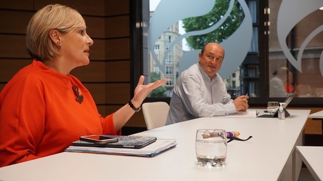 La presidenta del BBB del PNV, Itxaso Atutxa, con el presidente del EBBB del PNV, Andoni Ortuzar