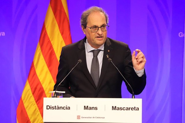 El president de la Generalitat, Quim Torra, en una conferència de premsa.