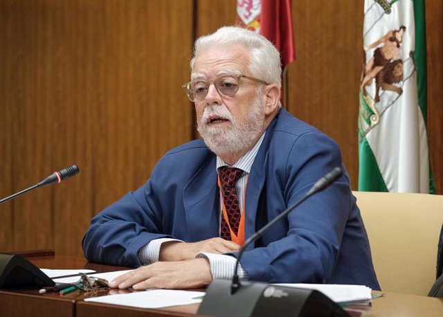 El presidente de Asaja Andalucía, Ricardo Serra, este martes durante su comparecencia en el Parlamento. 